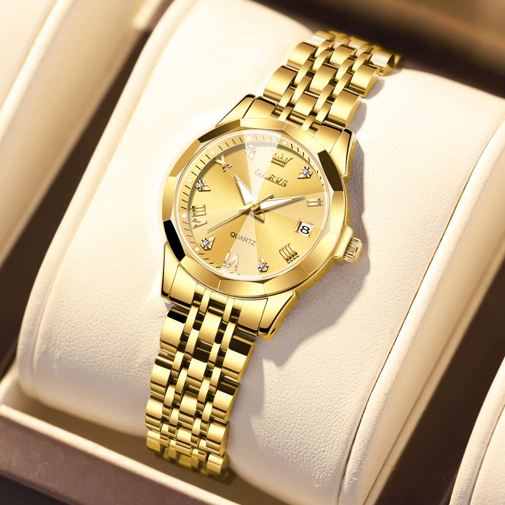 OLEVS Watches Women with Date Silver Stainless Steel Luxury Ladies Watches with Small Writs Diamond Watches for Women Waterproof Elegant Dress Quartz Analog Women's Wrist Watches Reloj de Mujer