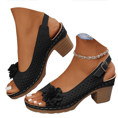 Orthopedic Wedge Sandals For Women 2026,Chunky Block Arch Support Sandal Adjustable Ankle Strap Hollow Out Low Heeled Slippers Wide Width Elegant Dressy Summer Platform Beach Shoes