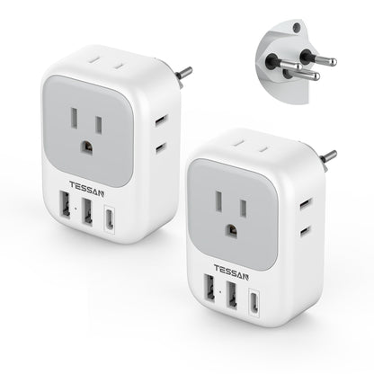 TESSAN 2 Pack European Travel Plug Adapter, Europe Power Converter