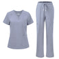 floralhue Scrubs for Women, V-Neck Straight Leg Pants with 12 Pockets | Slit Hem Cargo Pant Storage, Yoga Waistband, Water Resistance, For Nurses, Clinics, Long Shifts, Daily Medical Uniforms