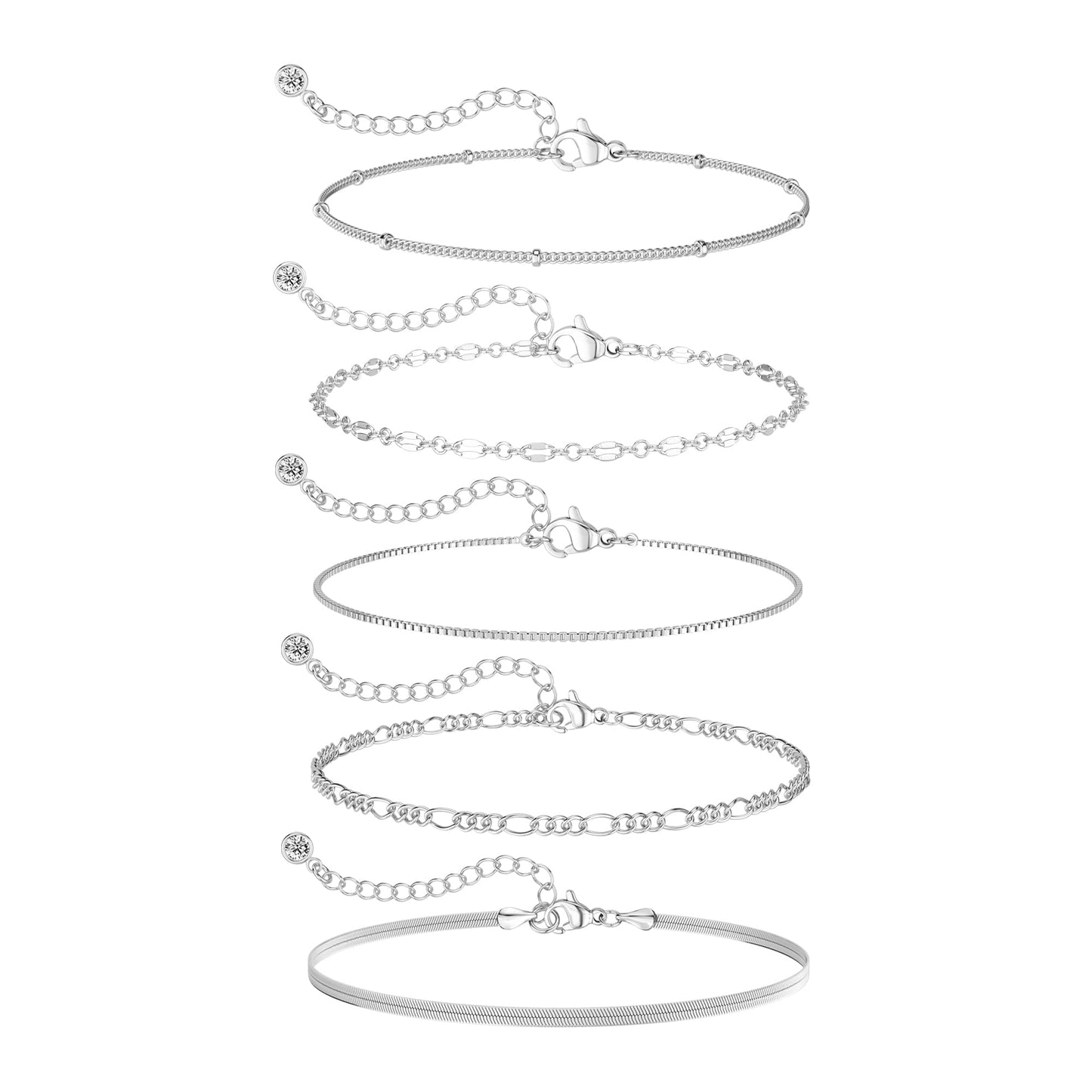 Dainty Simple Gold Bracelets for Women, Stackable Satellite Paperclip Lip Bracelet Set Tiny Lip Dot Chain Box Link for Handmade Gift Minimalist Cute Trendy Jewelry Gold Accessories for Women