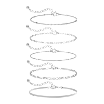 Dainty Simple Gold Bracelets for Women, Stackable Satellite Paperclip Lip Bracelet Set Tiny Lip Dot Chain Box Link for Handmade Gift Minimalist Cute Trendy Jewelry Gold Accessories for Women