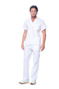 Dagacci Medical Uniform® Men's V-Neck Cargo Scrubs | Cotton Blend, Matching Top and Cargo Pants Set, 8 Pockets, Elastic Drawcord Waistband, for Men in Healthcare