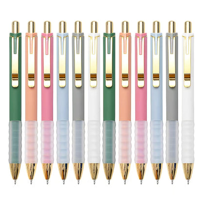 Linbsunne Ballpoint Pens Black Medium Point 1mm with Super Soft Grip Ball Point Pen for Men Women Retractable(style2, 12 pcs)