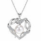 NONNYL Christmas Birthday Gifts for Women- Pearl- Heart Necklace- Wife Mom Girlfriend Her- Anniversary Mothers Day Valentine's Jewelry Gifts Real 9-10mm Pearl Pendant