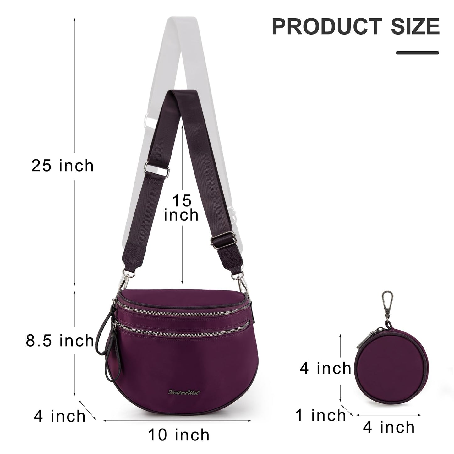 Montana West Bum Bag Nylon Crossbody Bags Mom Purse with with Coin Purse