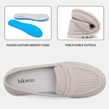 Women's Penny Loafers Leather Dress Shoes Comfortable Non-Slip Flats Soft Slip-on Walking Shoes Driving for Women