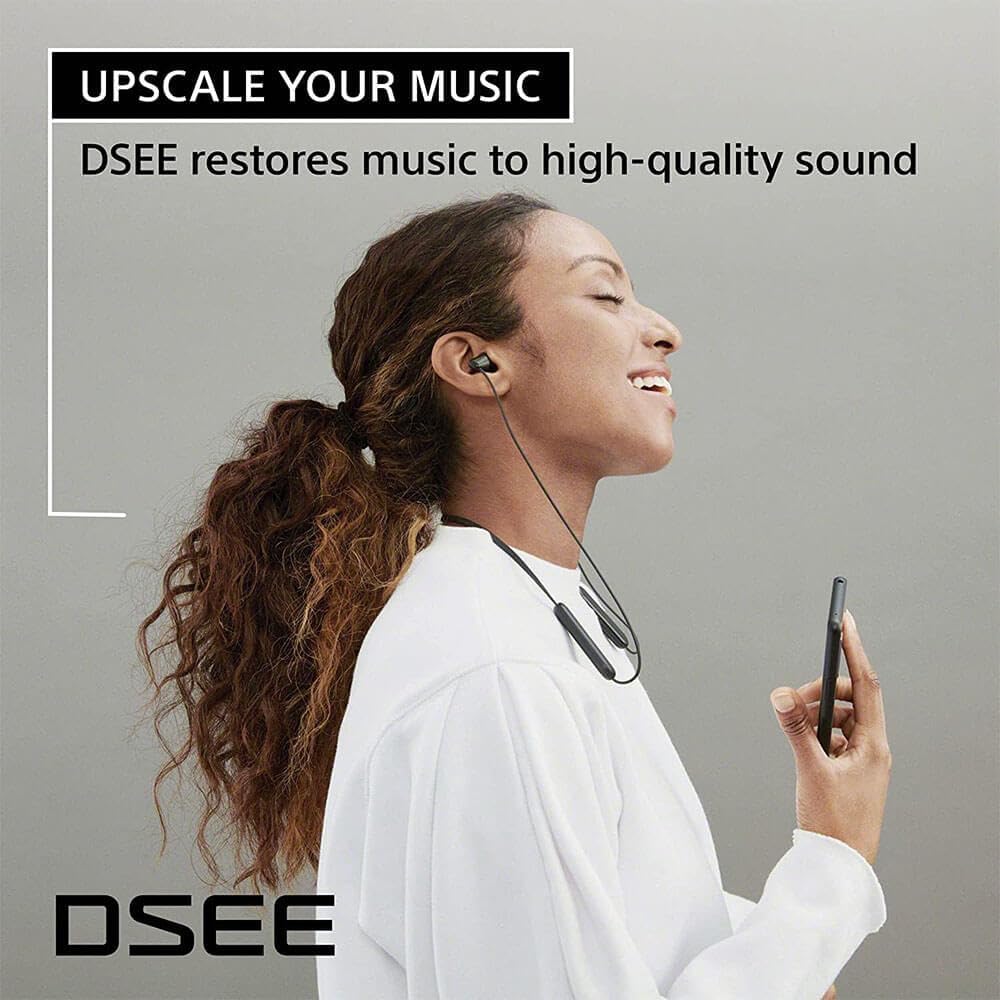 Sony WI-C100 Wireless in-Ear Bluetooth Headphones with Built-in Microphone, Black | Up to 25-Hr Battery, Sbc and Aac, Dsee, IPX4 Splash-Resistant, USB-C Charging, Built-in Mic, 20 G