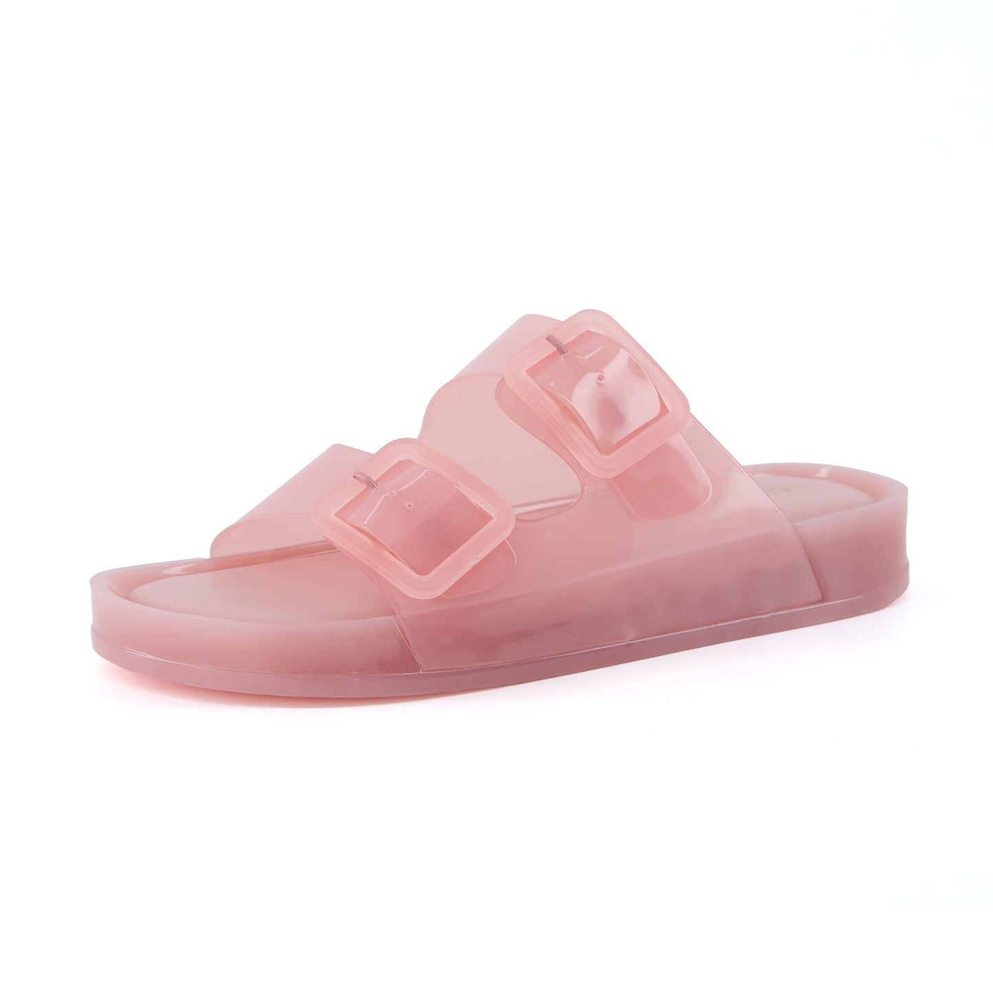CUSHIONAIRE Pool Slides for Women Water Resistant Double Buckle Adjustable Slip-On Womens Sandals for Beach Shower Casual Wear