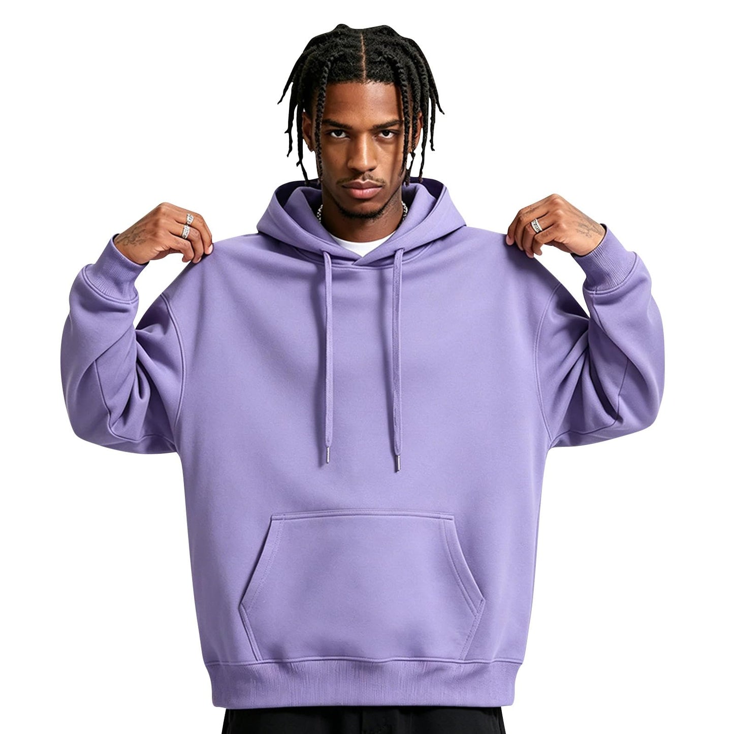 Men Hoodie Sweatshirt Pullover with Kangaroo Pocket Lightweight Casual Hooded Top Apparel for Spring Fall Wear