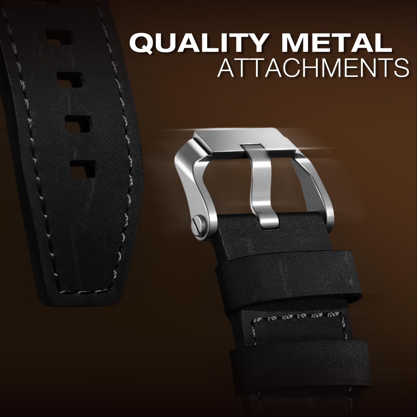 Leather bands Compatible With Apple Watch Ultra Band 49mm 46mm 45mm 44mm 42mm, Superior Genuine Leather Rugged Metal Connector Durable Strap for Men iWatch Ultra3 2 1,Series 11 10 9 8 7 6 5 4 3 SE3 SE