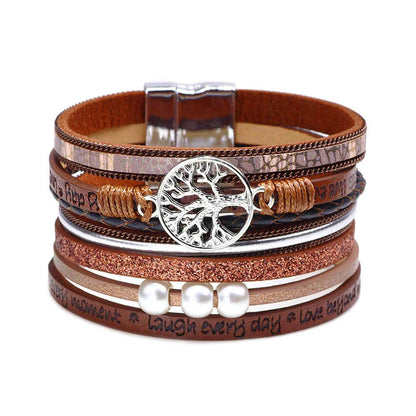 Fesciory Leather Wrap Bracelets for Women, Boho Western Layered Jewelry | Layered leather cuff bracelets, Easy on and off, Boho western style, Daily wear, Gift for women