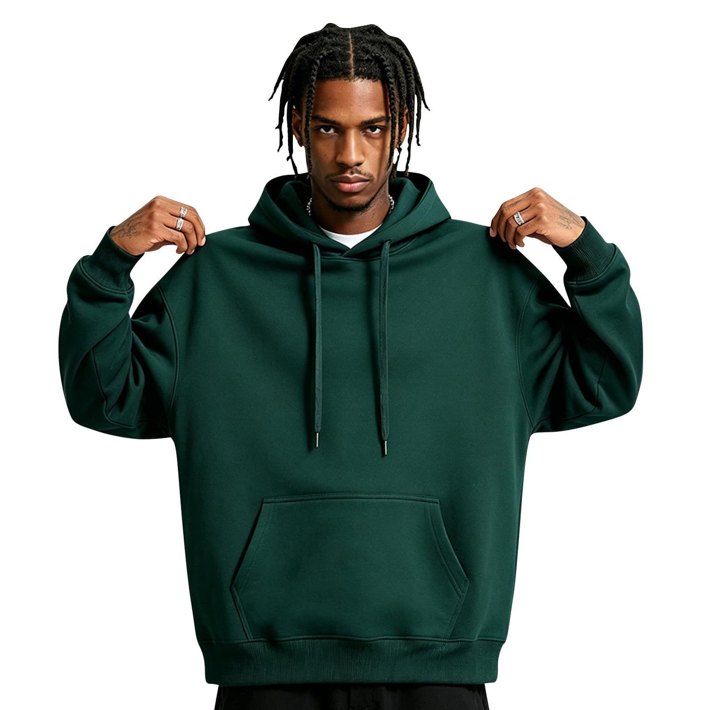 Men Hoodie Sweatshirt Pullover with Kangaroo Pocket Lightweight Casual Hooded Top Apparel for Spring Fall Wear