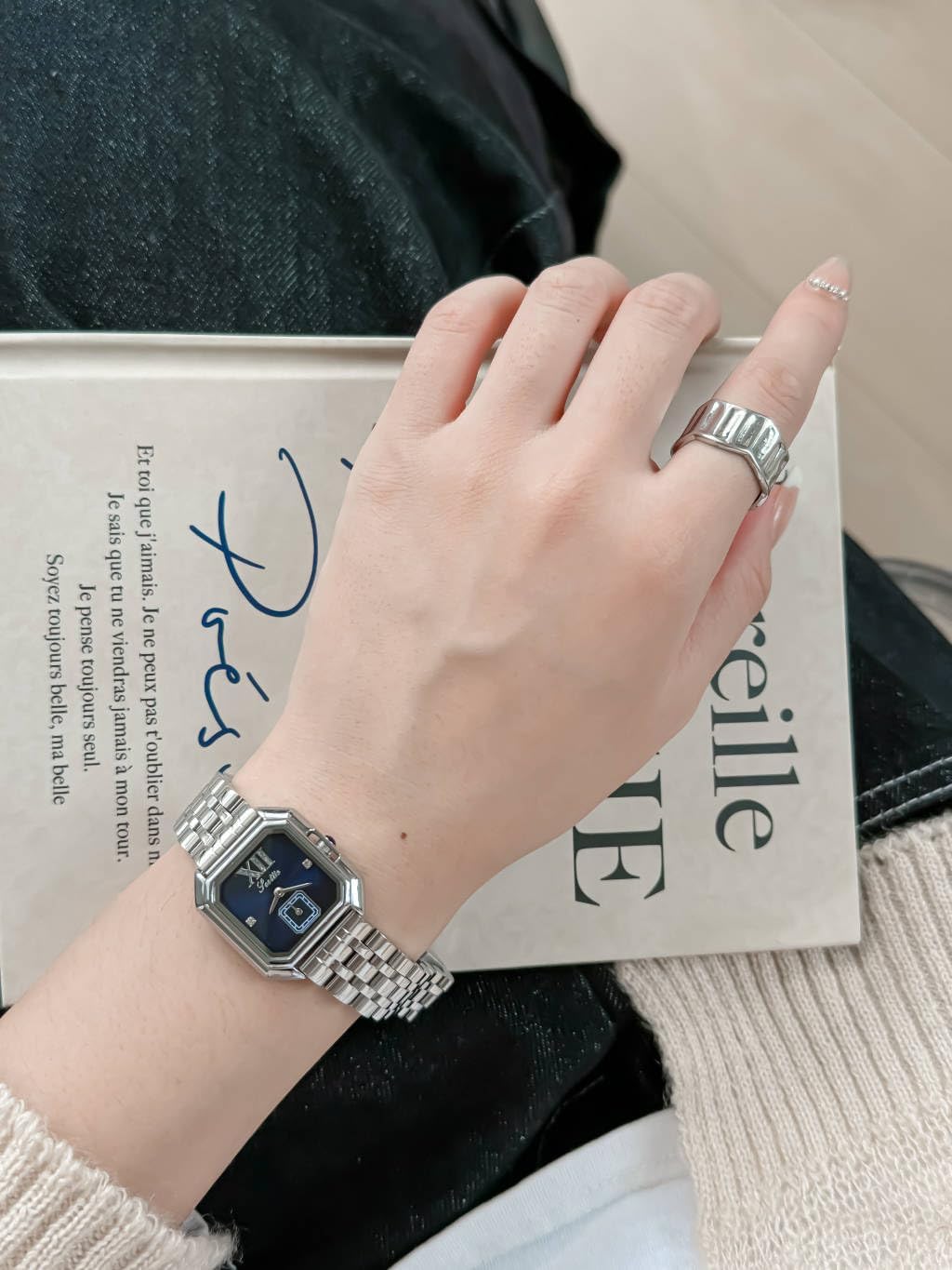 LOREO Luxury Dress Women's Leather Watch Square Dial Diamond Lady's Waterproof Elegant Analog Quartz Bracelet Watch