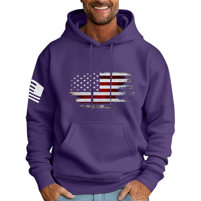 Ymosrh Mens Patriotic Hoodies USA Flag Print Hooded Sweatshirt Pullover Casual Fashion Hoodie, M-6XL
