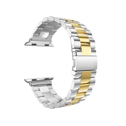 Seven Band Solid Stainless Steel for Apple Watch for Women | Compatible with Apple Watch Band 42mm/41mm/40mm/38mm, Metal Strap for Iwatch Series 11-1/SE 1-3 Women and Men, Gold Silver.