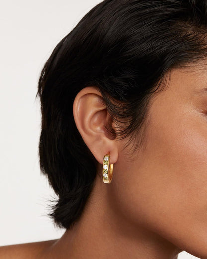 14K Gold Plated/925 Sterling Silver Birthstone Hoop Earrings for Women | 18mm Created Gemstone Hoops,Hypoallergenic and Lightweight,Birthday Mother's Day Jewelry(with Gift Box)
