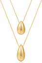 Dainty Gold Layered Necklaces for Women Chunky 14K Gold Plated Teardrop Pendant Necklace Trendy Simple Jewelry Gifts for Women