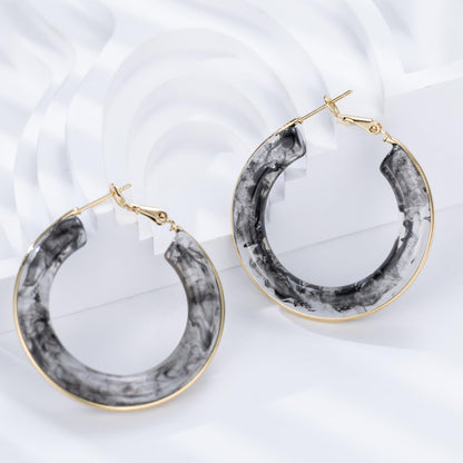 Chunky Gold Resin Hoop Earrings Leverback Statement Huggie Hoops Dangle Drop Dressy Earring Prom Festival Vacation Jewelry for Women