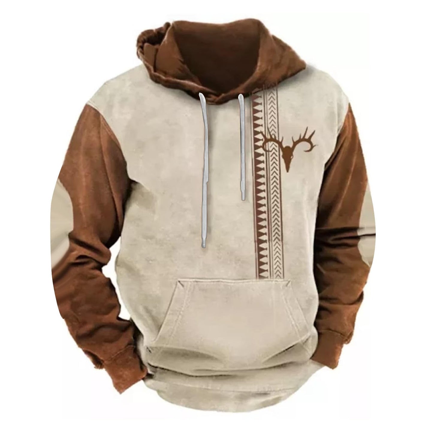 Men's Hooded Sweatshirt American Flag Print Long Sleeve Pullover Sweatshirt Vintage Tribal Aztec Graphic Hoodie Tops