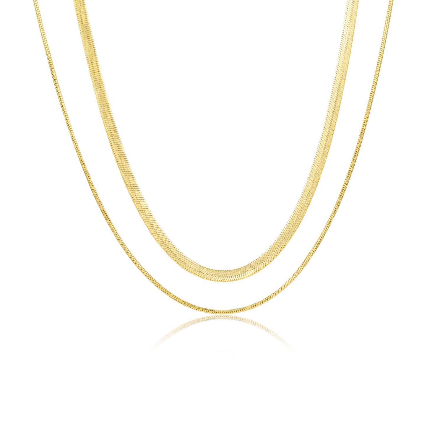 3PCS Gold Necklaces for Women,Chunky Statement Gold Plated Necklace Stack Layered Sterling Silver Herringbone Chains for Women Dainty Trendy Silver Chains Stacked Jewelry Gifts