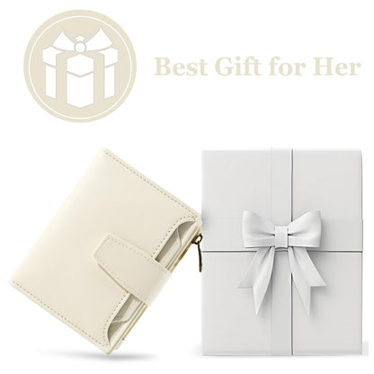 Airkit Small Wallet Women RFID Blocking Soft Leather Bifold Compact Card Holder Wallet for Women with Zipper Coin Pocket 4 ID Window