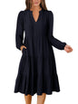 ANRABESS Womens V Neck Long Sleeve Midi Dress | Swing Flowy Tiered with Pockets, Soft Fabric, Boho Beach Vacation Dresses, Loose Fit Casual, Fall Winter Transition Clothes