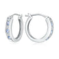 14K Gold Plated/925 Sterling Silver Birthstone Hoop Earrings for Women | 18mm Created Gemstone Hoops,Hypoallergenic and Lightweight,Birthday Mother's Day Jewelry(with Gift Box)