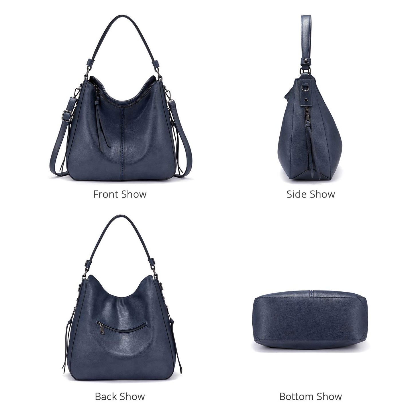 Realer Hobo Crossbody Bags for Women Designer Faux Leather Hobo Handbags Retro Large Size Shoulder Bag Bucket Purse