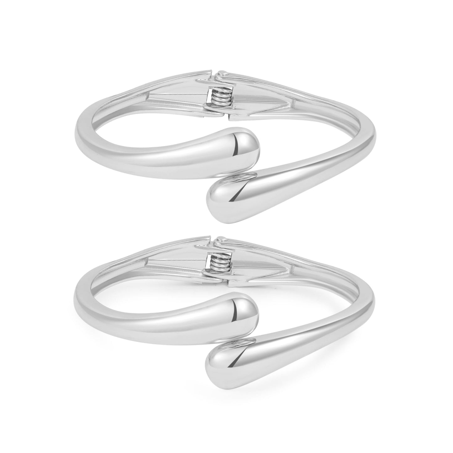 2pcs Gold Bangle Bracelets for Women, Trendy Hinged Cuff Open Wide Chunky Gold Bracelet Stack Arm Cuff Jewelry for Women