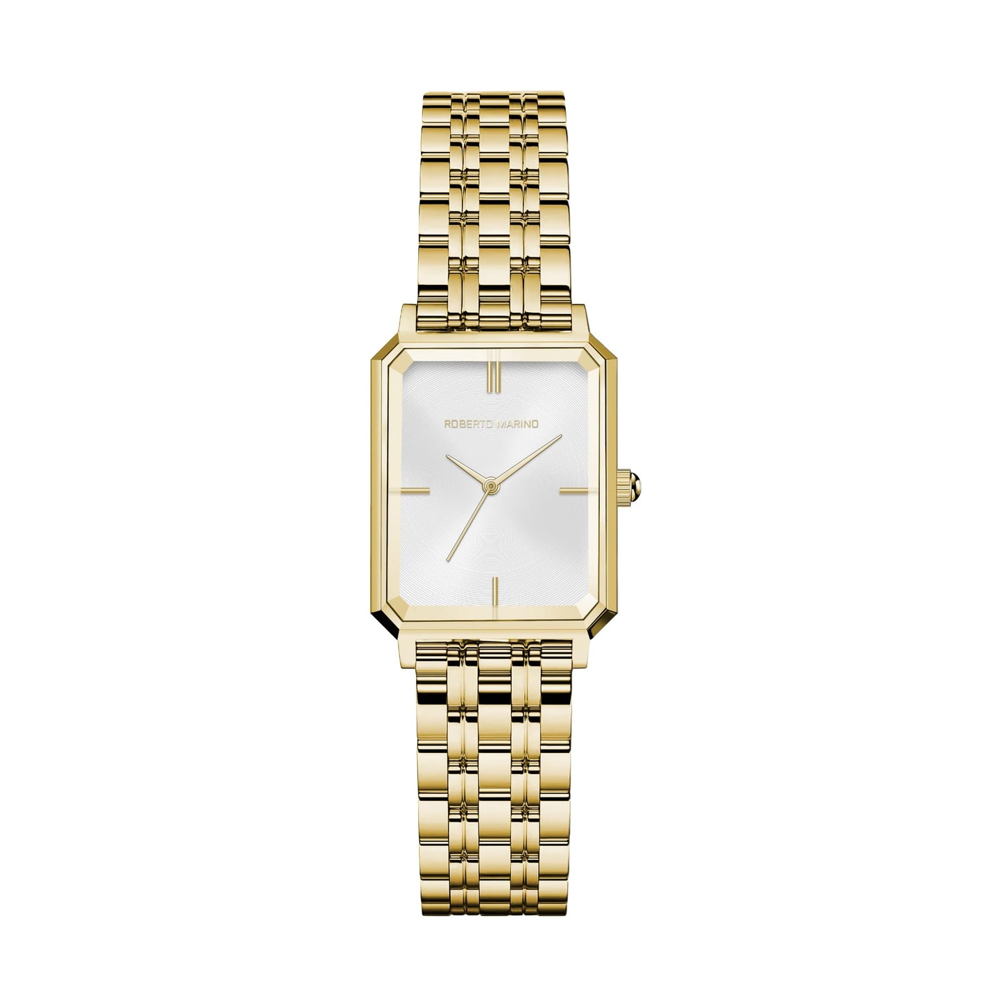 Roberto Marino RM1982 Women’s Luxury Watch Rectangular Gold – Japanese Quartz Movement, Vintage Stainless Steel Design, Silver Dial, Elegant Dress Timepiece, 3ATM Water Resistant – Reloj para Mujer