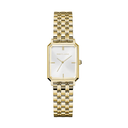 Roberto Marino RM1982 Women’s Luxury Watch Rectangular Gold – Japanese Quartz Movement, Vintage Stainless Steel Design, Silver Dial, Elegant Dress Timepiece, 3ATM Water Resistant – Reloj para Mujer