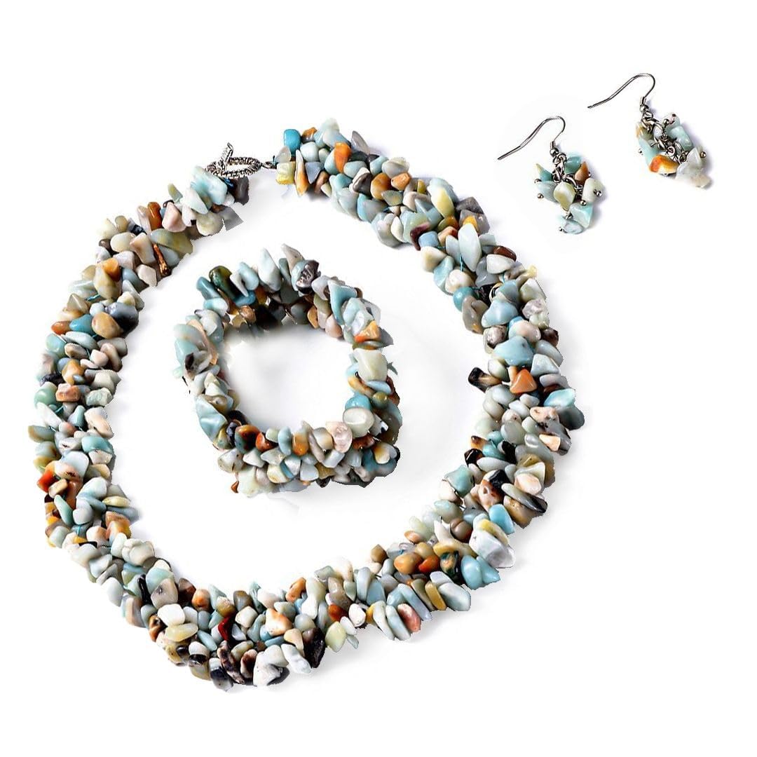 Shop LC Gemstone Chips Necklace, Bracelet & Earrings Set Jewelry for Women