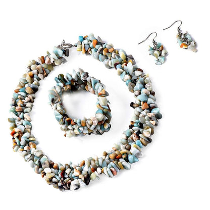 Shop LC Gemstone Chips Necklace, Bracelet & Earrings Set Jewelry for Women