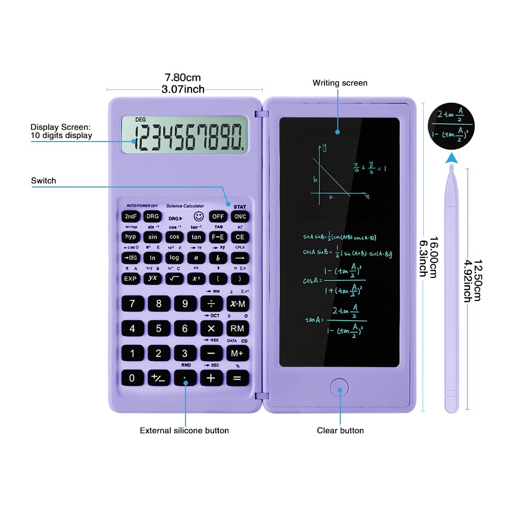 IPepul Scientific Calculators for Students, 10-Digit Large Screen, Math Calculator with Notepad, Classroom Must Haves for Middle High School Supplies & College (Black)