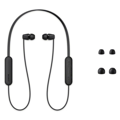 Sony WI-C100 Wireless in-Ear Bluetooth Headphones with Built-in Microphone, Black | Up to 25-Hr Battery, Sbc and Aac, Dsee, IPX4 Splash-Resistant, USB-C Charging, Built-in Mic, 20 G