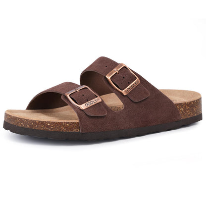 ODOLY Unisex Comfortable Cork Footbed Slide Sandals with Arch Support | Adjustable Buckle, Lightweight Summer Sandals for Travel and Everyday Wear