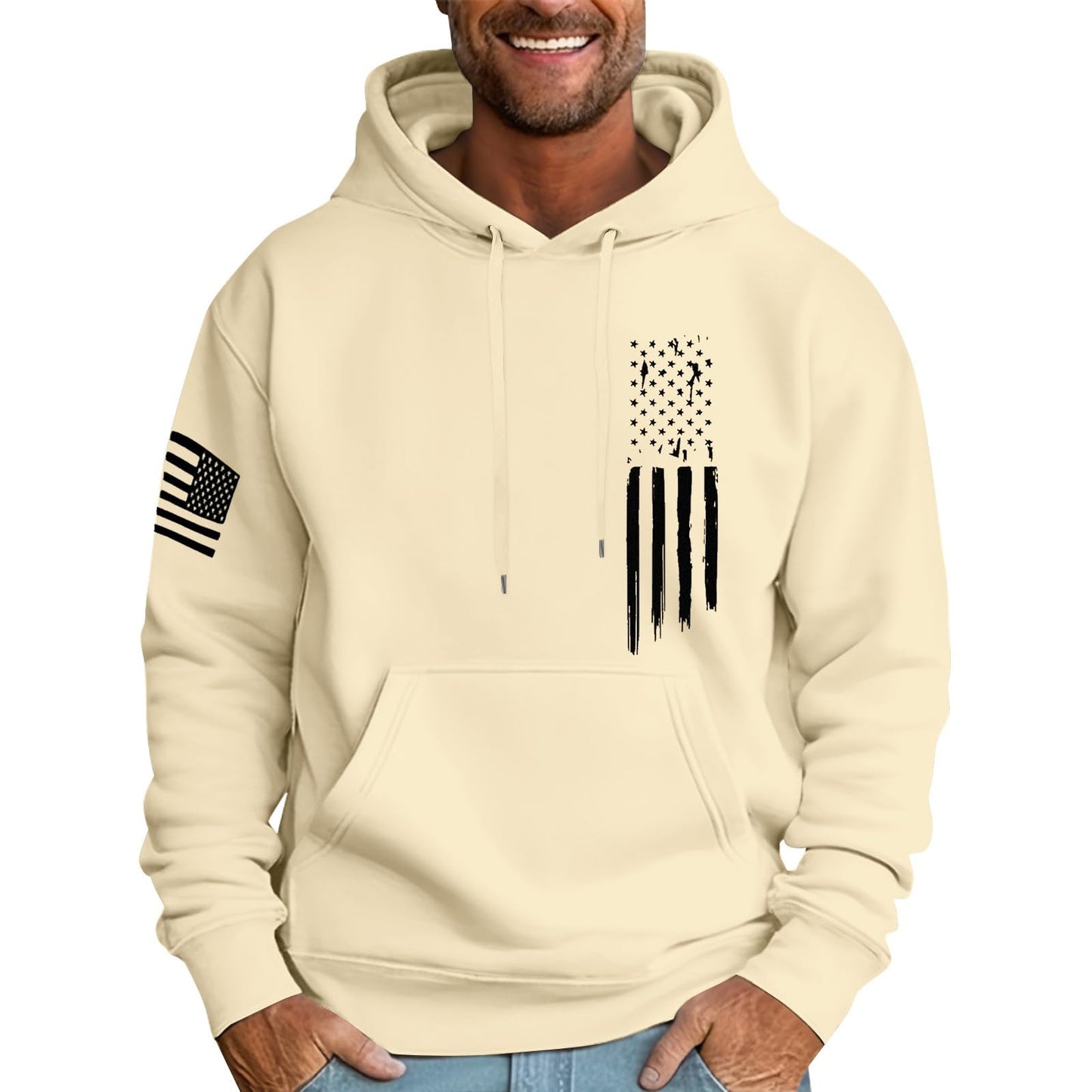 Ymosrh Mens Patriotic Hoodies USA Flag Print Hooded Sweatshirt Pullover Casual Fashion Hoodie, M-6XL