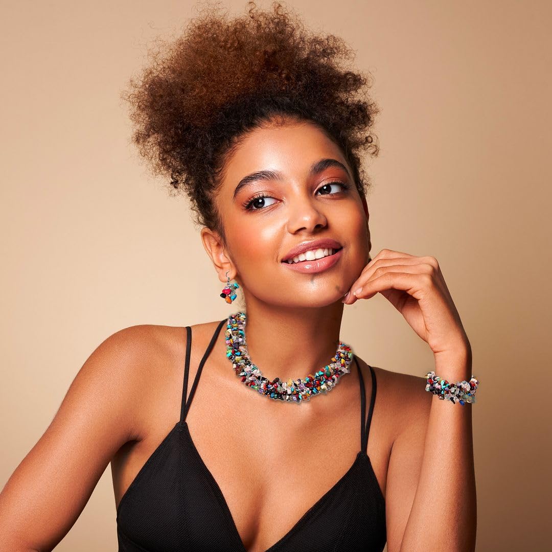 Shop LC Gemstone Chips Necklace, Bracelet & Earrings Set Jewelry for Women