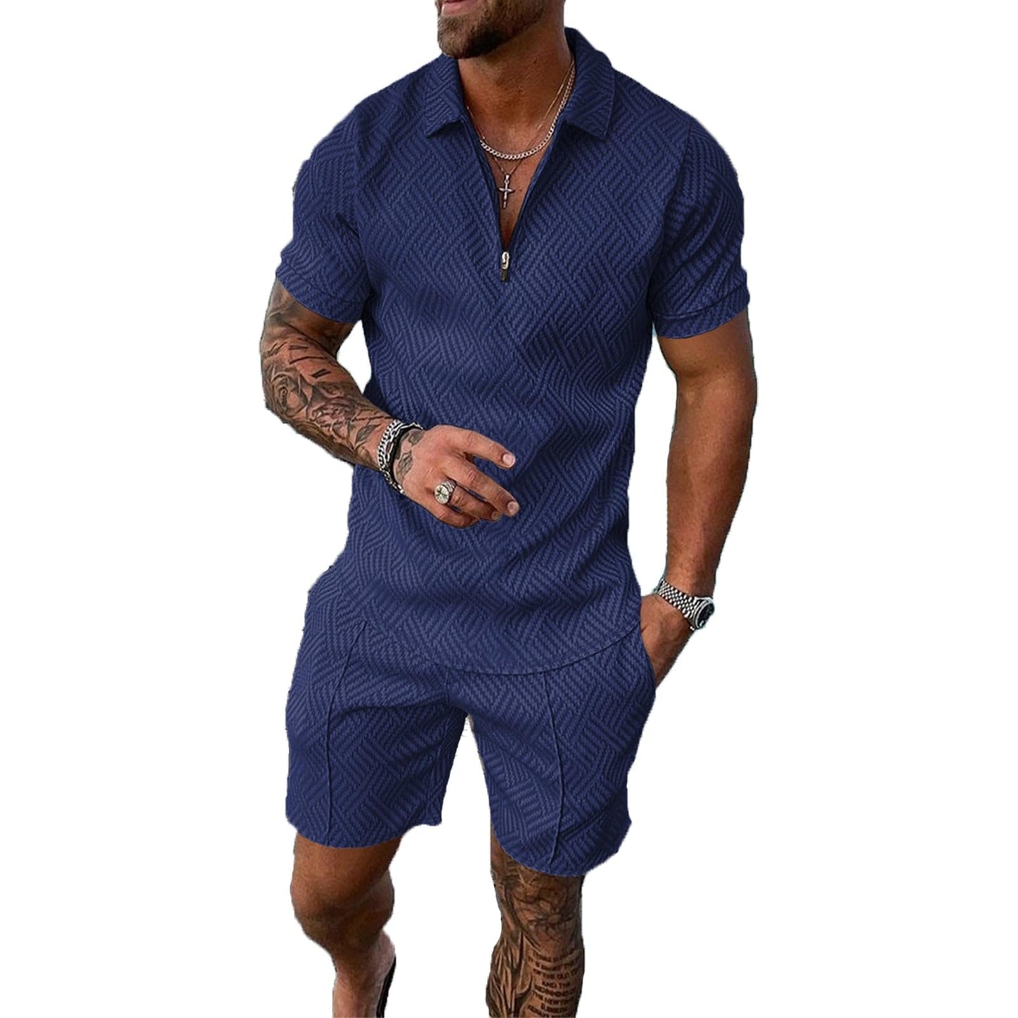 Mens Short Sets 2 Piece Outfits Polo Shirt Fashion Summer Tracksuits Casual Set Short Sleeve and Shorts Set for Men