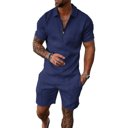 Mens Short Sets 2 Piece Outfits Polo Shirt Fashion Summer Tracksuits Casual Set Short Sleeve and Shorts Set for Men
