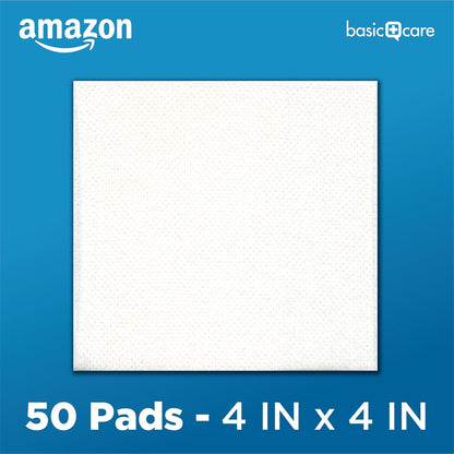 Amazon Basic Care Gauze Pads, 4x4" Sterile Medical Wound Dressing Sponges, 12-Ply, Extra Absorbent, for Cleaning, Covering & Cushioning Cuts & Minor Injuries, 50 Count, 1-Pack (Previously All Health)