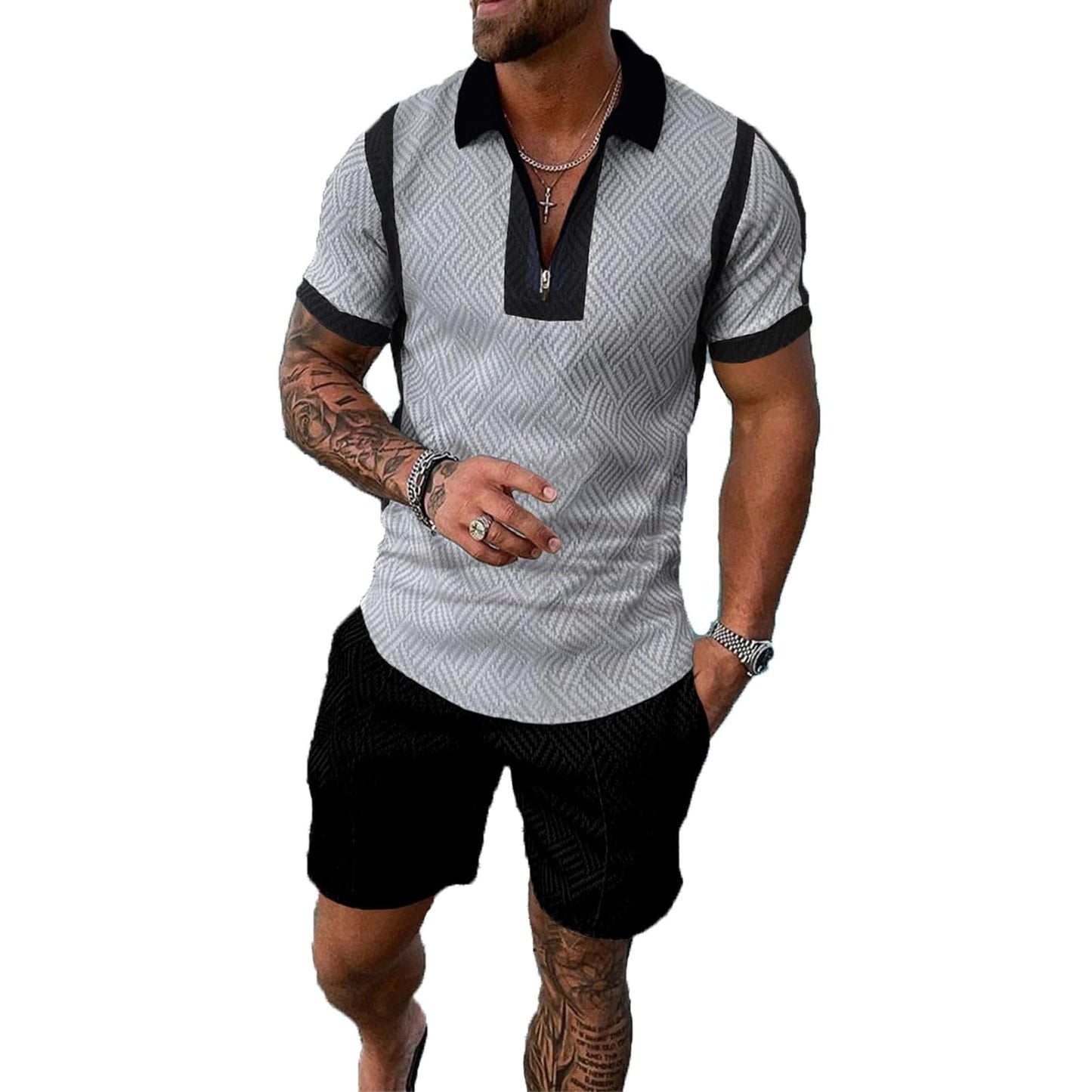 Mens Short Sets 2 Piece Outfits Polo Shirt Fashion Summer Tracksuits Casual Set Short Sleeve and Shorts Set for Men