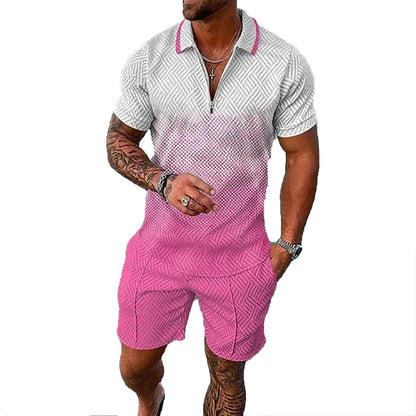 Mens Short Sets 2 Piece Outfits Polo Shirt Fashion Summer Tracksuits Casual Set Short Sleeve and Shorts Set for Men
