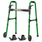 Loyoda Folding Walker with 2 Skis and 5" Wheels, Lightweight Walkers for Seniors and Adults, Supports Up to 350 Pounds, Adjustable Height, Compact Standard Walker, Black