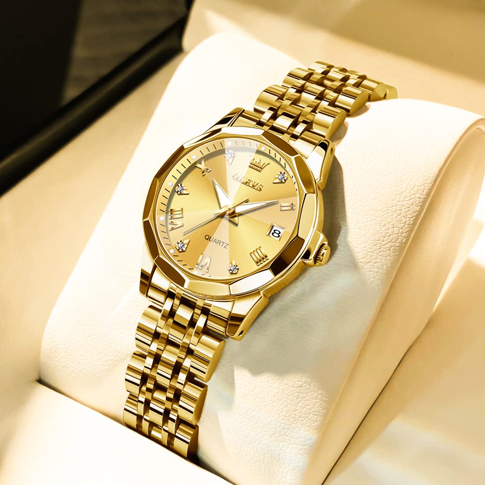 OLEVS Watches Women with Date Silver Stainless Steel Luxury Ladies Watches with Small Writs Diamond Watches for Women Waterproof Elegant Dress Quartz Analog Women's Wrist Watches Reloj de Mujer