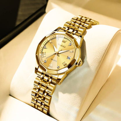 OLEVS Watches Women with Date Silver Stainless Steel Luxury Ladies Watches with Small Writs Diamond Watches for Women Waterproof Elegant Dress Quartz Analog Women's Wrist Watches Reloj de Mujer