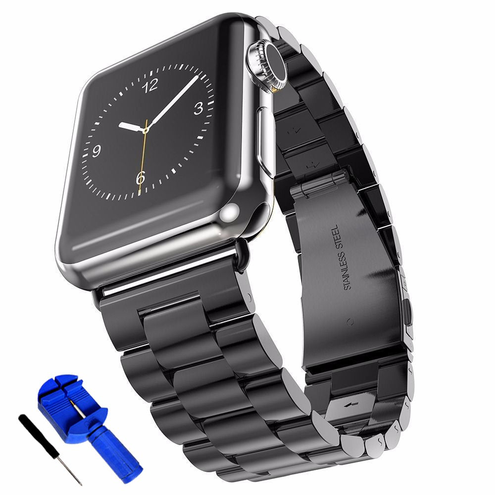 Seven Band Solid Stainless Steel for Apple Watch for Women | Compatible with Apple Watch Band 42mm/41mm/40mm/38mm, Metal Strap for Iwatch Series 11-1/SE 1-3 Women and Men, Gold Silver.