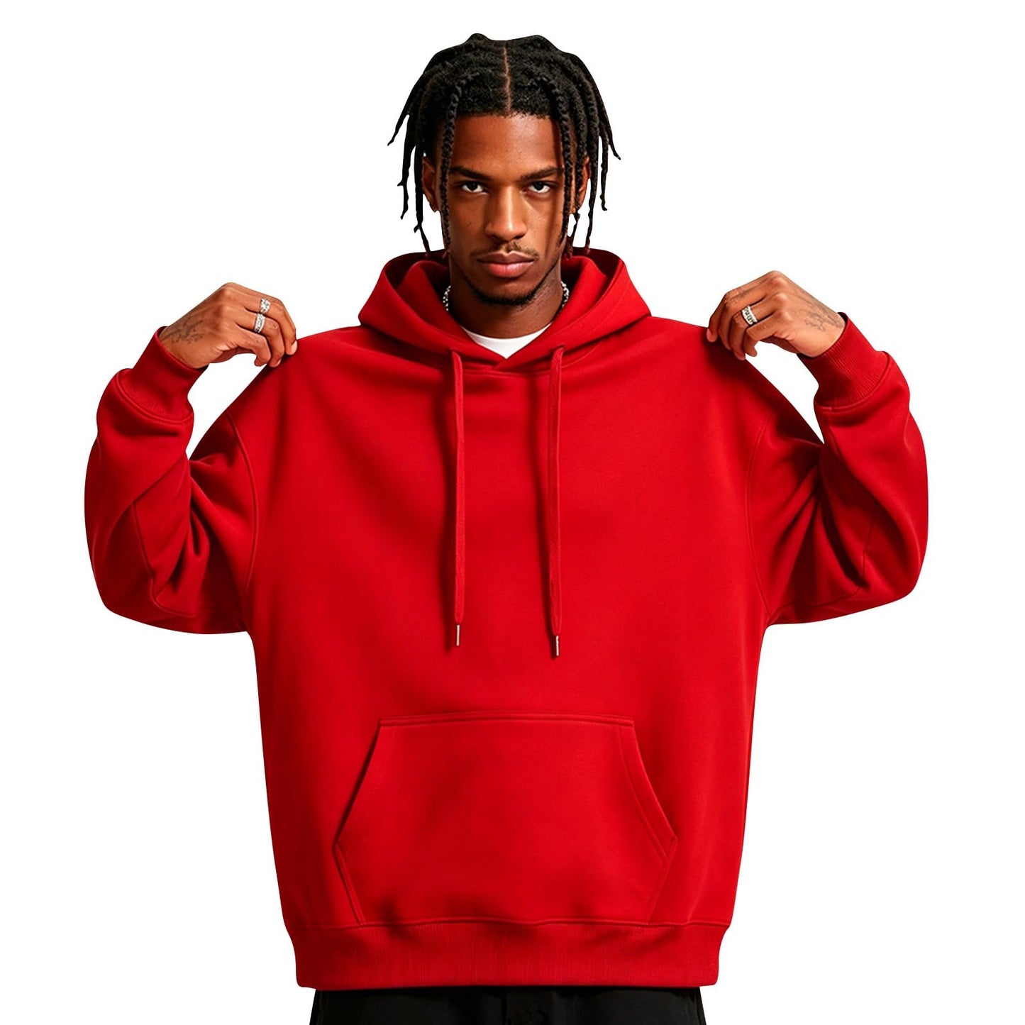 Men Hoodie Sweatshirt Pullover with Kangaroo Pocket Lightweight Casual Hooded Top Apparel for Spring Fall Wear