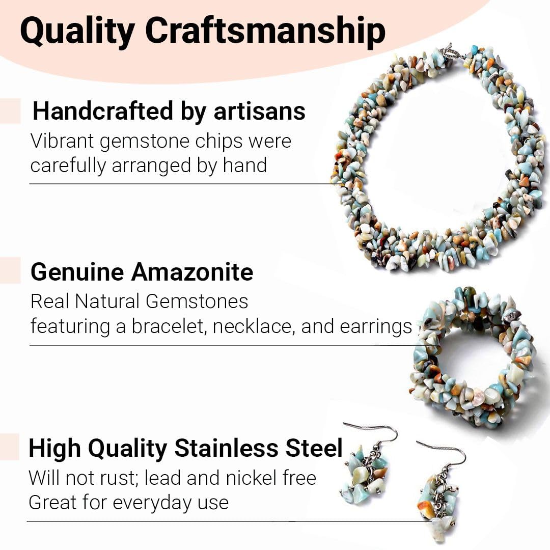 Shop LC Gemstone Chips Necklace, Bracelet & Earrings Set Jewelry for Women